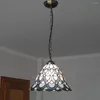 Kroonluchters Stijl Vintage Plafondverlichtingsarmaturen Met Lampenkap Gebrandschilderd Glas Decoratie Hanger Hangende Verlichting