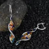 Dangle Earrings Fashion Women Twist Spiral Earring Creative Orange Flower Blue Long Drop For Tassel Jewelry