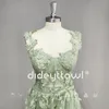 DIDEYTTAWL Real Pos 3D Butterflies Sage Green Tulle Prom Dress 2024 Sweetheart A Line High Slit Fairy Evening Gown 240227