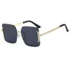 Original 1to1 New fashion H-family square frameless metal light luxury flat sunglasses ins net red show trend V2ZK