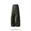 Calças masculinas camuflagem calças de carga hip hop solto ajuste lado tridimensional grandes bolsos moda casual