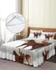 Bed Skirt Horse Snow Scene Animal Elastic Fitted Bedspread With Pillowcases Protector Mattress Cover Bedding Set Sheet