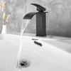 Badezimmer-Waschtischarmaturen im nordischen Stil, Wasserfall, schwarze Farbe, Einloch-Wasserhahn, Haushalt, einfacher Waschbeckenschrank, klassisch