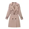 Trench-Coat kaki pour femme, grande taille 4XL, Slim, Double boutonnage, vêtements d'extérieur avec ceinture, coupe-vent décontracté, automne 240228