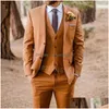 Ternos masculinos Blazers Mens Terno de Casamento 2023 Design Italiano Feito Personalizado 3 Peças Elegante Formal Noivo Desgaste Blazer Colete Calças Traje Dhvoe