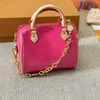 Borsa a cuscino rosa Borse a tracolla firmate Pelle verniciata Lettere di moda Hardware dorato Tracolla a catena staccabile Borsa a mano piccola da donna Borsa 17 cm