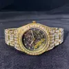 Hip Hop Iced ut högkvalitativ lyx Baguette CZ Zircon Diamond Mens Watch Waterproof Automatic Movement Mechanical Watches