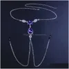 Other Green Gem Y Nipple Jewellery Non Piercing Jewelry Chain Necklace Crystal Chest Body For Women Lingerie Rave Festival Drop Deliv Dhog1