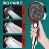 Bathroom Shower Heads New 3 Modes Big Panel Large Flow Head High Pressure Black Showers Massage Spa Handheld Showerhead Accessories YQ240228