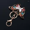 Keychains Delicate Colorful Rhinestone Butterfly Pendant Key Chains Keychain Ring Wholesale S0019