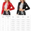 Dames PU Glanzend Leren Jas Korte Top Trend Motorfiets Taille Sexy Jas Rode Spiegel Pu Helder Leer Nachtclub Uniform S-3XL240228