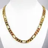 Mens 8mm 14K Gold Plated Premium Quality Figaro Link Chain Necklace326y