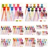 Chopsticks 100 Pair Mixed Colors Cartoon Kids Children Gift Study Exercise Sile Head Wholesale Drop Delivery Dhqfy