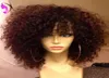 Säljer svartbrun kort lös lockig peruk för kvinnliga afroamerikanska peruker syntetiska spetsfront peruk med lugg värmebeständig F1396181