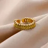 Trouwringen Zoete romantische stijl Mode Persoonlijkheid Roestvrij stalen sieraden Kleur Zirkoon ingelegd Ronde opening Verstelbare ring Meisjes