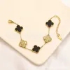 Designer Jewelry Luxury Bracelet VanCA V Golden Fan new diamond studded four leaf clover bracelet womens simple five flower of