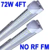 (25-pack) 4ft LED-butiksljus fixtur, v form 72W 72000lm 6500k (no-rf rm), 4 fot, 48 '' t8 integrerat LED-rör, länkbara LED-glödlampor garage, lager, klar lins ladugård crestech