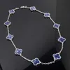 VanCF Necklace Luxury Diamond Agate 18k Gold New Stone Four Leaf Grass Five Flower Bracelet Womens Thick Plated Gold