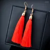 Dangle Earrings SINLEERY Boho Red Blue Pink Tassels Silk For Women Accessoire Plage Femme Gift Earings Fashion Jewelry ES100