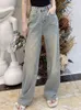 Jeans da donna firmati pantaloni gambe forcella aperta pantaloni capris stretti in denim aggiungi pile addensato caldo pantaloni jeans dimagranti donne larghe ricamo dritto sesso 462