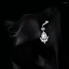 Boucles d'oreilles créoles en forme de goutte d'eau pour femmes, bijoux de mariée, demoiselles d'honneur, strass en cristal