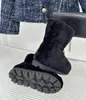 Chaussures de créateurs Femmes Bottes de neige en nylon rembourré Bottines de luxe en peau de mouton Mode Automne Hiver Laine Cuir Espace Coton Bottes chaudes Taille 35-45