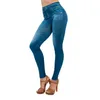 Damesbroeken Capri Fitness Nepzakken Hoge taille leggings Faux denim jeans Sexy elastische jeggings Zachte casual dunne potloodbroek