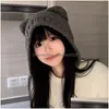 Beanie/Skull Caps Beanieskl Caps Autumn and Winter Cute Safety Bear Hat For Women Warm Thicked Lamb Fleece Travel Plover Outdoor Lad Dhmpu