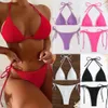 2024 Nya kvinnors bikini solid badkläder triangelhals Bikin Multi Color Set