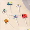 Forks 6Pcs Car Fruit Fork Picks Mini Cartoon Children Snack Cake Dessert Pick Tootick Bento Lunches Party Decoration Drop Delivery H Dh5Th