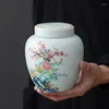 Storage Bottles Flower And Bird Ceramic Tea Box Color Sealed Tank Home Multi-functional Candy Nuts Coffee Beans Grain Container