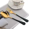 Servis uppsättningar AJOYOUS 4 MAPNOPLE CUTLEGY SET ROTLESS STÅL Knivgaffel Dessert Spoon Flatware Gold Western Silverware Table Seary