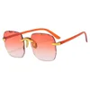 Sunglasses Fashion Metal Hinge Frame Rimless UV400 Women Modern Square Gradient Designer Eyewear