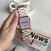 Designer Smart Straps Titan-Starlight-Gliederarmband, Edelstahl-Uhrenarmband, 3 Perlenbänder, Schmetterlingsverschluss für Apple Watch Serie 3, 4, 5, 6, 7, 8 SE Ultra 41, 45, 49 mm