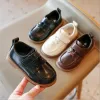 Sneakers 2022 Spring Autumn Baby Black Leather Shoes For Boys Toddler Girls White Casual Shoes Kids Soft Bottom Dress Party Shoes Brown