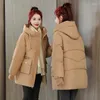 Casacos de Trench das Mulheres 2024 Mulheres Jaqueta de Inverno Com Capuz Para Baixo Algodão Casual Grosso Parkas Moda Quente Outwear Feminino Longo Puffer Casaco Outerwear