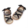 Sandalet 0-18 aylık kız bebek esnek pu deri kaymaz bowknot yaz daireleri bebek kızlar için ayakkabılar