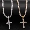 Necklaces Cross Necklace 4mm 5mm Vvs Moissanite Tennis Silver Women Men Jewelry 240228