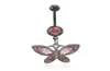 Anelli per ombelico moda Strass rosa Farfalla nera Acciaio inossidabile 316L Gioielli sexy per piercing all'ombelico8996865