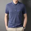 Herrpolos 2024 Summer Business High-end Plaid Top True Pocket Korean Short Sleeve Polo Shirt Casual Fashion Versatile T-shirt