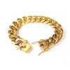 Goud gevulde mannen Miami Cubaanse kettingarmband dubbele veiligheidssluitingen hiphop roestvrij staal hooggepolijste curb link sieraden 10 12 14 1314P