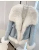 Fur 2023 Nowy moda prawdziwa futrzana płaszcz gęsi kurtka zimowa kurtka natura lis furty kołnierz grube zamszowe odzież wierzchnią ciepła
