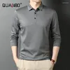 Polos pour hommes Top Grade Mercerized Cotton à manches longues Polo-shirt Spring Automne Business Casual Classic Classic Color Couleur