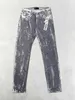 Дизайнерская одежда Мужские джинсы Элитный бренд Purple Man Фиолетовый бренд Модные потертые и потертые повседневные узкие джинсы Slim Fit G2H4