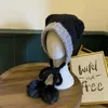 Berets Crochet Beanies Bear Chapéu Orelha Engrossada Lã Quente Tricotada Caps Mulheres