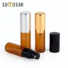 Şişe 100 PC/Lot 5ml Amber Cam Boş Atomizer Parfüm Şişesi Alüminyum Kapalı Yeni