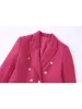 Fotografía Puwd mujeres Rosa texturizado traje abrigos 2022 Otoño/Invierno señoras viaje Blazer doble botonadura prendas de vestir femeninas Tre