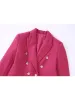 Fotografie Puwd Frauen Rosa Strukturierte Anzug Mäntel 2022 Herbst/Winter Damen Pendeln Blazer Zweireiher Lose Weibliche Outwear Tre