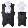 Black Vest Men Renaissance Steampunk Coat Gothic Jacquard Waistcoat Single Breasted Business Formal Dress for Suit 240228