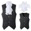 Colete preto masculino renascentista steampunk casaco gótico jacquard colete único breasted vestido formal de negócios para terno 240228